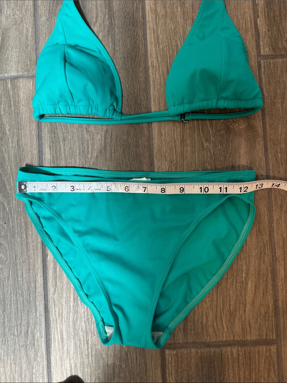 Red Label Teal Bikini, high waist, and adjustable cups on back strap. size 38.